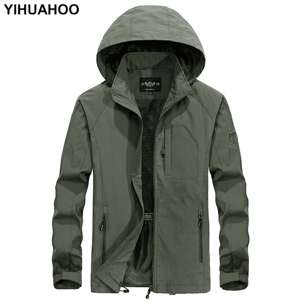 Spring Windbreakers Thin Jacket Men Waterproof Hooded Casual Sporting Coat Plus Size 5XL 6XL Men' s Quick Dry Fashion Outerwear