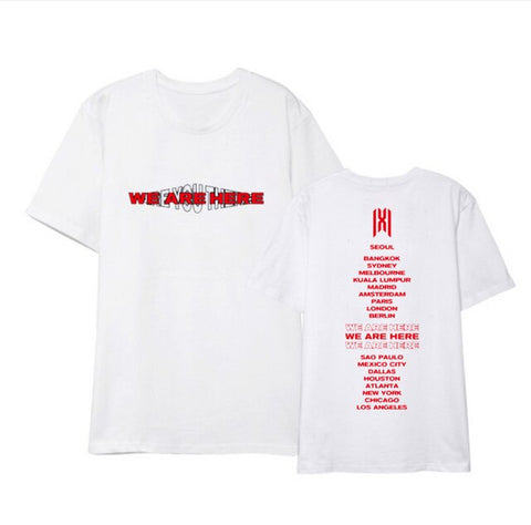 MONSTA X surrounding T-shirt WE ARE HERE World Tour concert with short-sleeved T-shirts to play songs for men and women summer