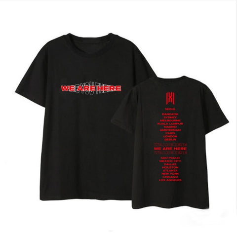 MONSTA X surrounding T-shirt WE ARE HERE World Tour concert with short-sleeved T-shirts to play songs for men and women summer