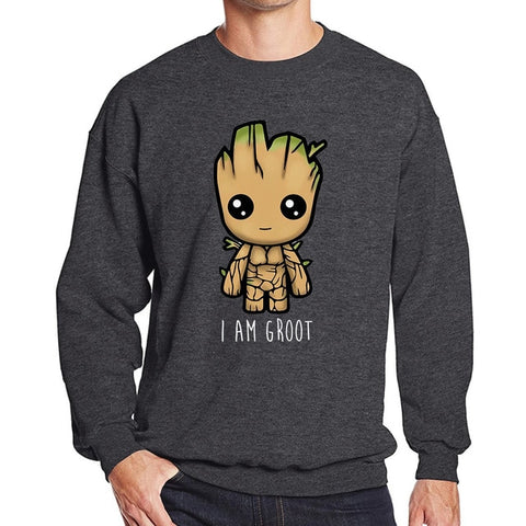 Avengers I'M GROOT Printed Sweatshirts Male Autumn Winter 2019 New Fashion O-Neck Pullover Men Harajuku Fleece Men's Sweatshirt