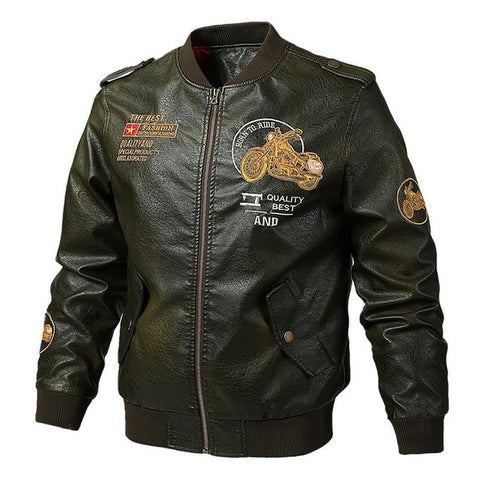 Male Leather Jacket Slim Fit Coat Men Stand Collar jaqueta PU Coats Biker Jackets Casual Motorcycle Faux Fur S-5XL Jacket Fleece