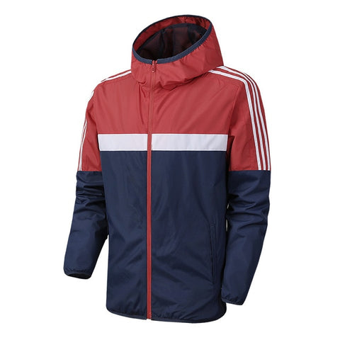 Brand Spring autumn Mens Fashion Outerwear Windbreaker Men' S Striped Thin Jackets Hooded Casual Sporting Coat clothes