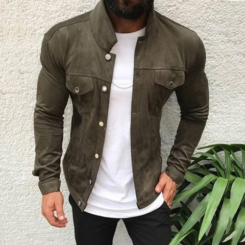 Brand Fashion Men Slim  Jackets Men's Casual Denim Jacket Turn-down Collar Single Breasted Solid s Jackets