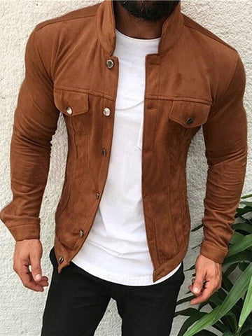 Brand Fashion Men Slim  Jackets Men's Casual Denim Jacket Turn-down Collar Single Breasted Solid s Jackets