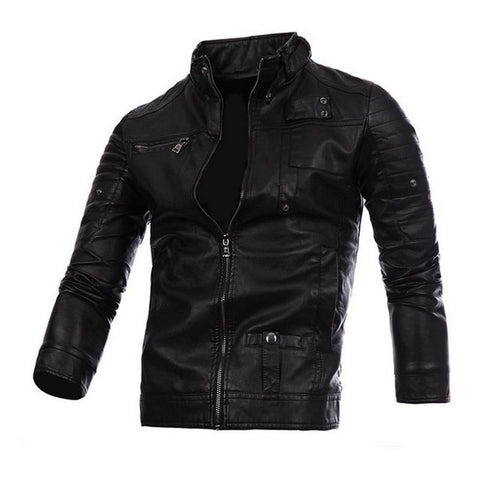 MoneRffi New Men's Leather Jackets Motorcycle PU Jacket Male Autumn Casual Leather Coats Slim Fit Mens Brand Clothing 2019 Coat