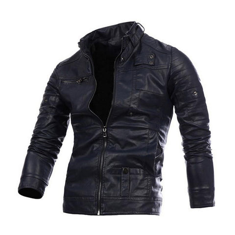 MoneRffi New Men's Leather Jackets Motorcycle PU Jacket Male Autumn Casual Leather Coats Slim Fit Mens Brand Clothing 2019 Coat