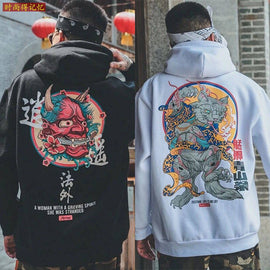 Fashion Men Cool Men Hip Hop Hooded Hoodies Japanese Casual Sweatshirts Streetwear Men Women Pullover Harajuku Devil Hoodie Male