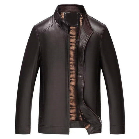 Winter Mens Leather Coat Jaqueta Couro Male Leather Jacket for Men Men's Stand Collar Leather Motorcycle Lightweight Outwear