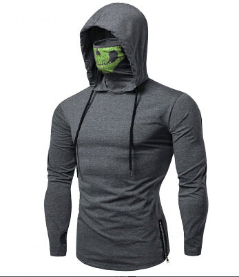 Men's Drawstring Zipper Skull Mask Hoodie Sweatshirt Hooded Tops Streetwear New Fashion Plus Size