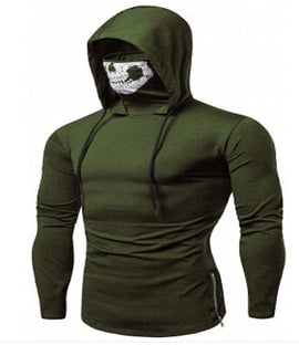 Men's Drawstring Zipper Skull Mask Hoodie Sweatshirt Hooded Tops Streetwear New Fashion Plus Size