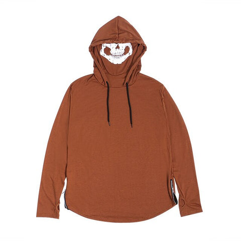 Men's Drawstring Zipper Skull Mask Hoodie Sweatshirt Hooded Tops Streetwear New Fashion Plus Size