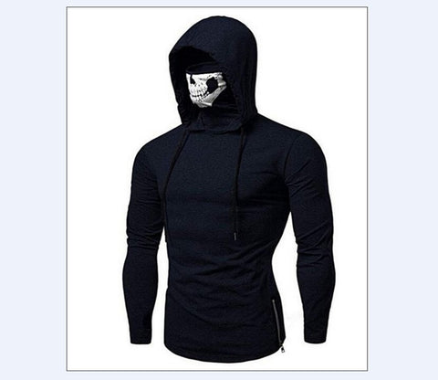 Men's Drawstring Zipper Skull Mask Hoodie Sweatshirt Hooded Tops Streetwear New Fashion Plus Size