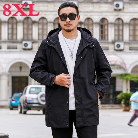 plus size 8XL 7XL  New Spring  Autumn Mens Fashion Outerwear Windbreaker Men' S Jackets Hooded high quality Casual Sporting Coat