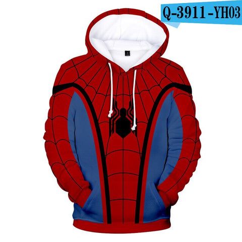 Spider Man Hoodies Costume Fashion 3d Men's Hooded Autumn Male Casual Hoody Sweatshirts Boy Color Jacket Top 4xl Hip Hop Clothes