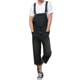 2018 Spring Denim Bibs Men's Korean Overalls Siamese Cropped pants  Denim overalls Women's jeans Size S M L XL XXL 4XL