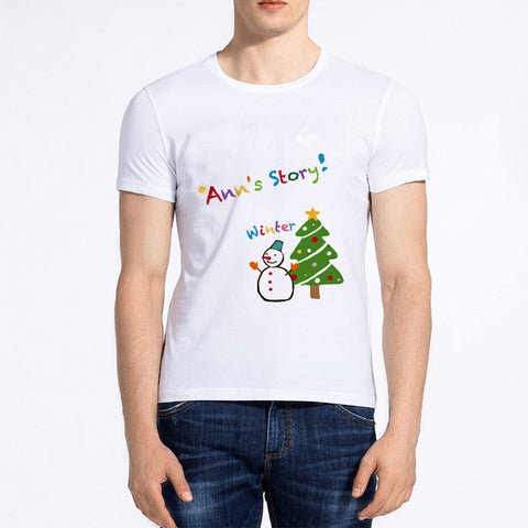 Showtly  Fashion T-shirt men's cartoon Santa Claus short-sleeved shirt Christmas T-shirt round neck cotton loose shirt men's tee