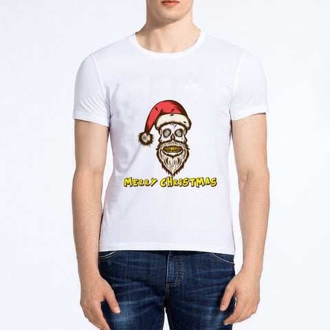 Showtly  Fashion T-shirt men's cartoon Santa Claus short-sleeved shirt Christmas T-shirt round neck cotton loose shirt men's tee