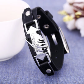 Women's Men's Fairy Tail Logo  charm bracelet black leather chain  Unisex Charm Jewelry Accessories Bangle Toy Gift Fairytail