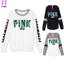 HIRIGIN 2018 Fashion Print letter Hoodies Women Round Neck Long Sleeve Sweatshirt Women Pullover Ladies Girls Tops Women Clothes