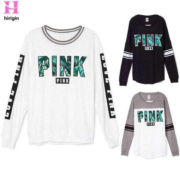 HIRIGIN 2018 Fashion Print letter Hoodies Women Round Neck Long Sleeve Sweatshirt Women Pullover Ladies Girls Tops Women Clothes