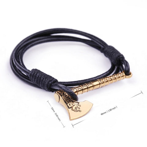 Teamer Men's Jewelry Axe Wrap Viking Bracelet Men's Leather Accessories Antique Silver Hatchet Handmade Pirate Bracelet For Male