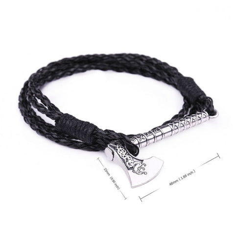 Teamer Men's Jewelry Axe Wrap Viking Bracelet Men's Leather Accessories Antique Silver Hatchet Handmade Pirate Bracelet For Male